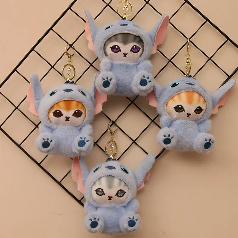 Stitch Plush Keychain Toy Mofusand Plushie Shark Cat Doll Plushies Cute Stuffed Bag Pendant Girls Birthday Xmas Gifts