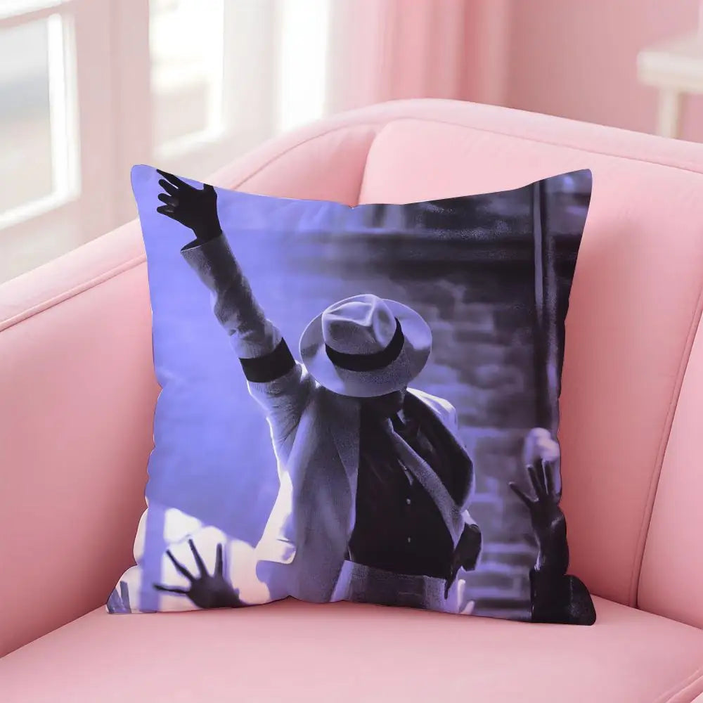 M-Michael J-Jackson Cushion Cover Linen Pillowcase Cover Soft Decor for Sofa Home Room