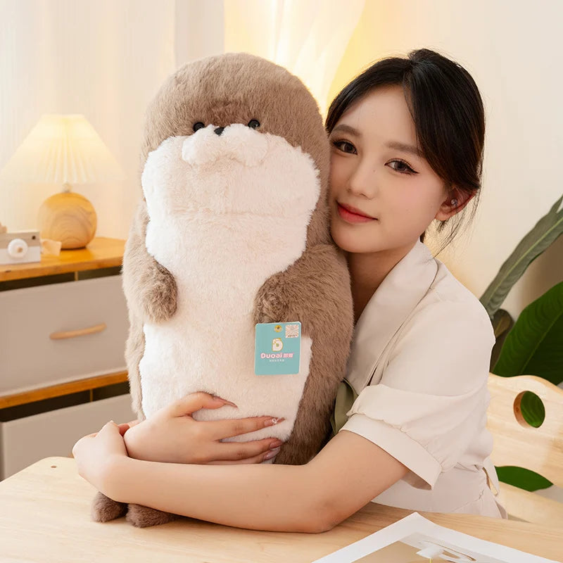 High Quality Cartoon Earphone Seal Sea Otter Plush Toy Ball Round Cushion Throw Pillow for Kids Birthday Gift School Nap Sleep