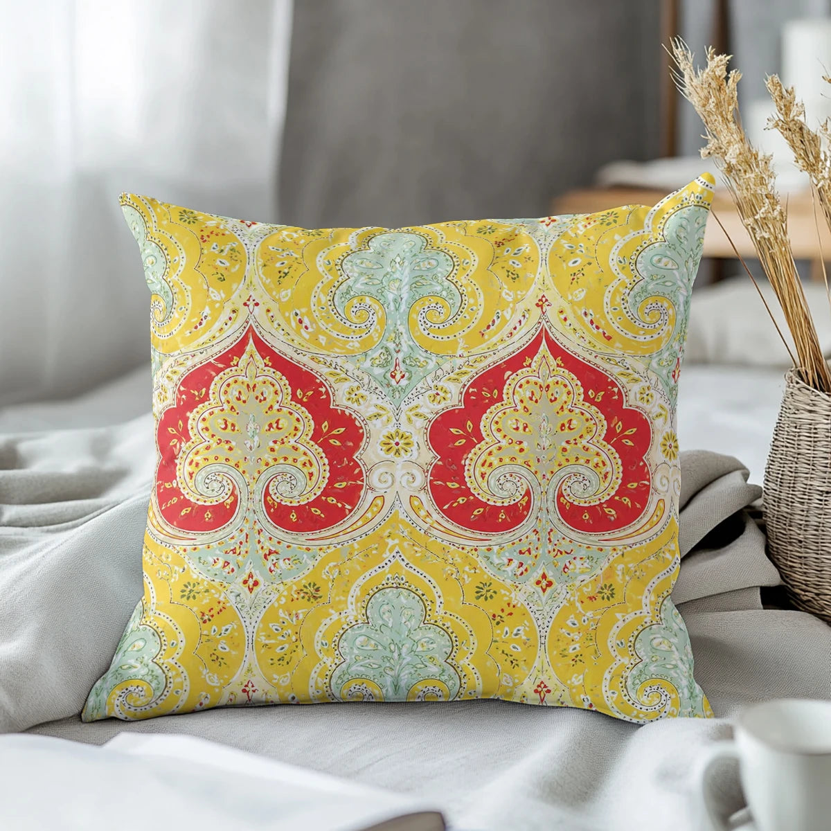 Sunflower Cottage Printed Pillow Cover – 44 × 44 cm
