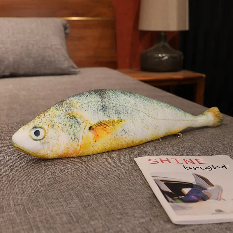 Giant Simulation Funny Fish Plush Toys Stuffed Soft Animal Yellow Croaker Pillow Creative Sleep Cushion for Kids Girls Xmas Gift