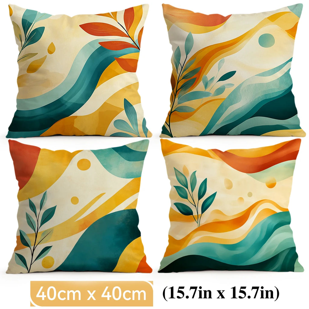 Earthline Abstract Botanical Pillow Covers – Set of 4