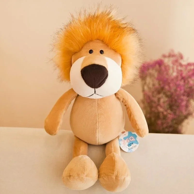 25CM Kawaii Jungle Animal Plush Toys Forest Animal Plush Dog Zebra Elephant Lion Fox Giraffe Children's Toys Doll Birthday Gift