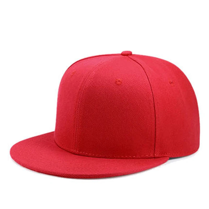 Classic Solid Color Flat Brim Snapback Hat – Adjustable Hip-Hop Baseball Cap for Men & Women