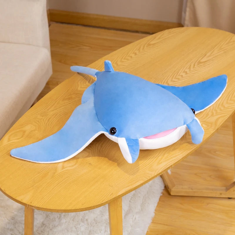 Cartoon Fish Manta Ray Plush Toy Kawaii Devil Ray Rajiformes Cute Mobulidae Plushies Pillow Stuffed Soft Marine Life Dolls Gifts