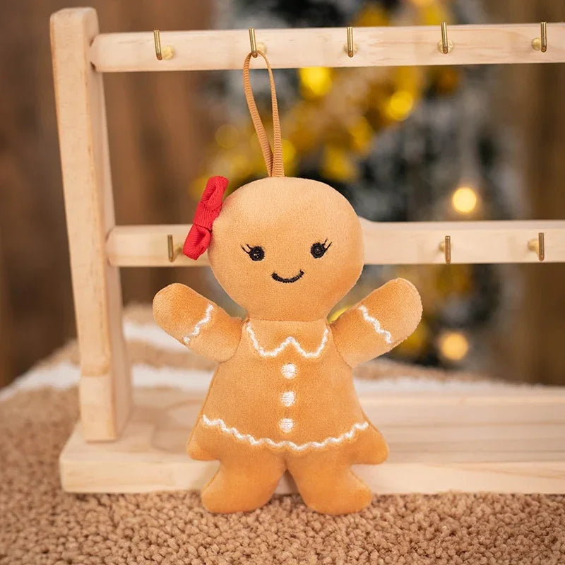 Christmas Gingerbread Man Pendant Plush Doll Car Key Chain Home Decor Toy for Kids Xmas High Quality Gift