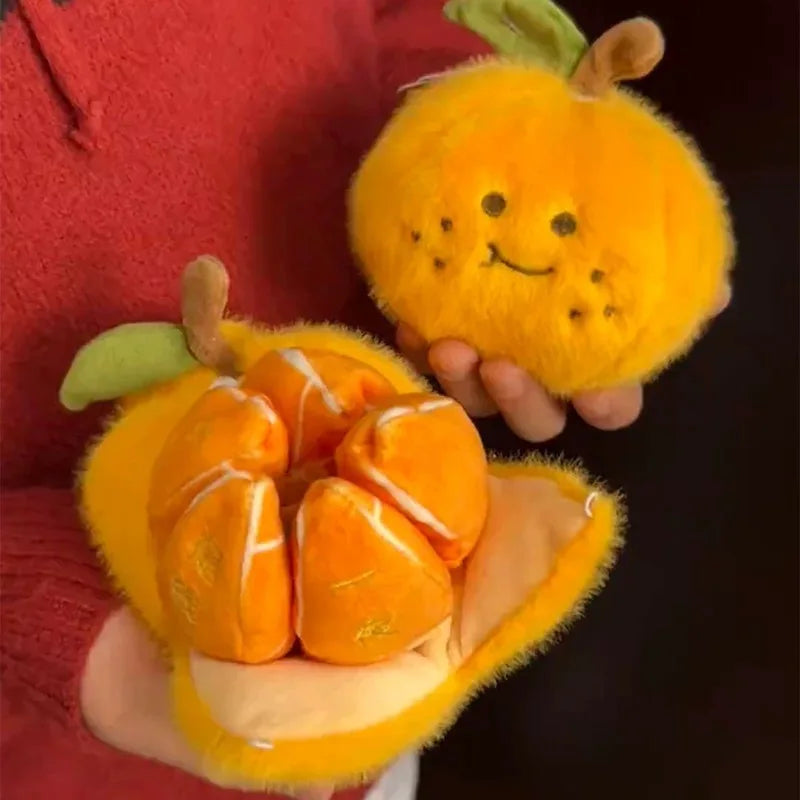 Cute Fruit Orange Plush Doll Pendant Removable Peeling Fruit Stress Relief Doll Plush Toy Backpack Decoration Pendant  Gifts