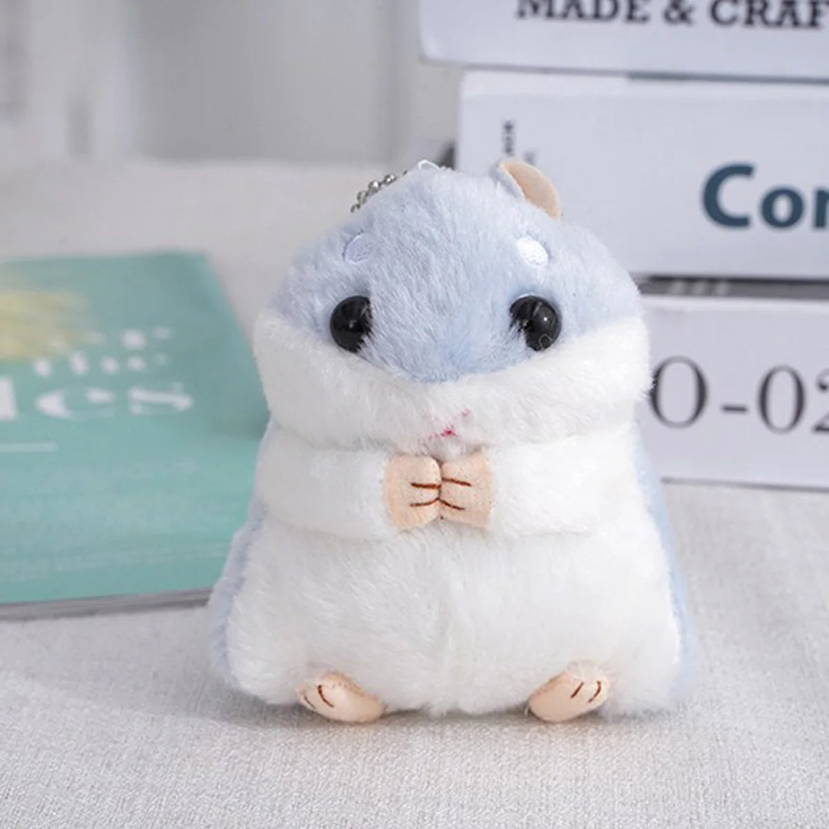Fluffy Hamster Doll Plush Toys Keychain Pendant Women Girl Faux Fur Pompom Key Ring Trinkets Handbag Backpack School Bag Pendant