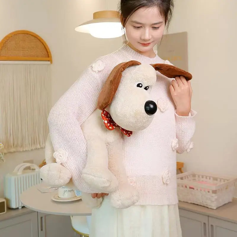 “Latest Sitting Headmaster Dog Plush Toy - 25-40CM Soft Stuffed Animal with Red Polka-Dot Bow Tie, Loyal Companion & Cozy Decor for Kids & Adults”