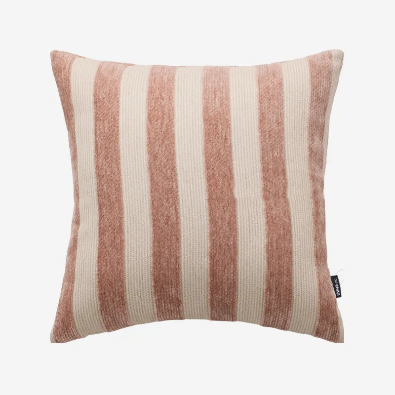 Retro Cabana Stripe Chenille Pillow Cover – 18 × 18 in