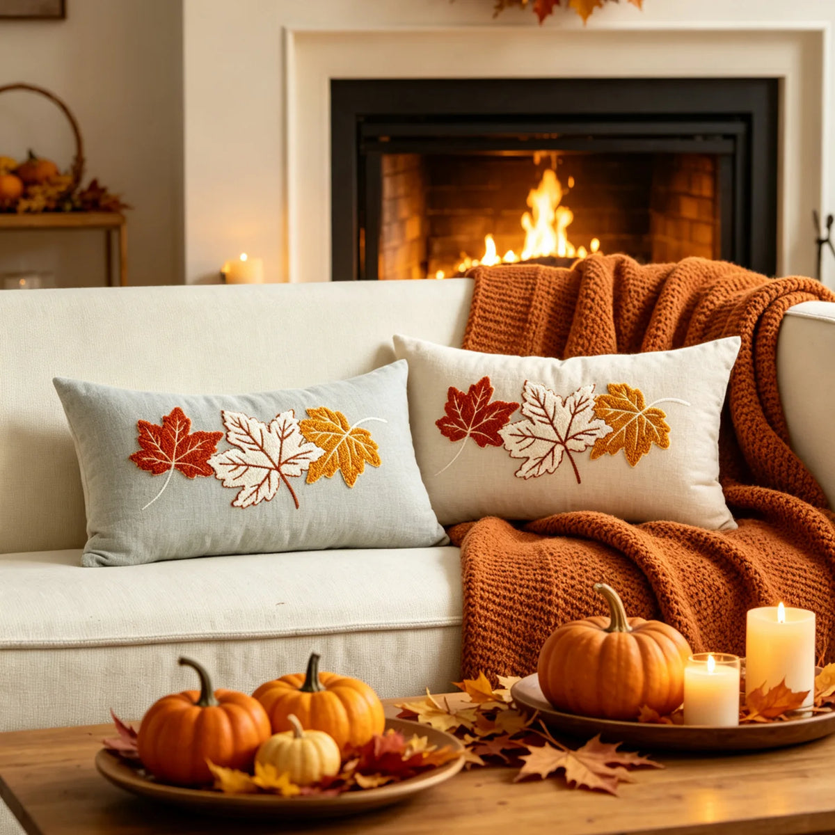 Autumn Harvest Lumbar Pillow Cover – 30 × 50 cm