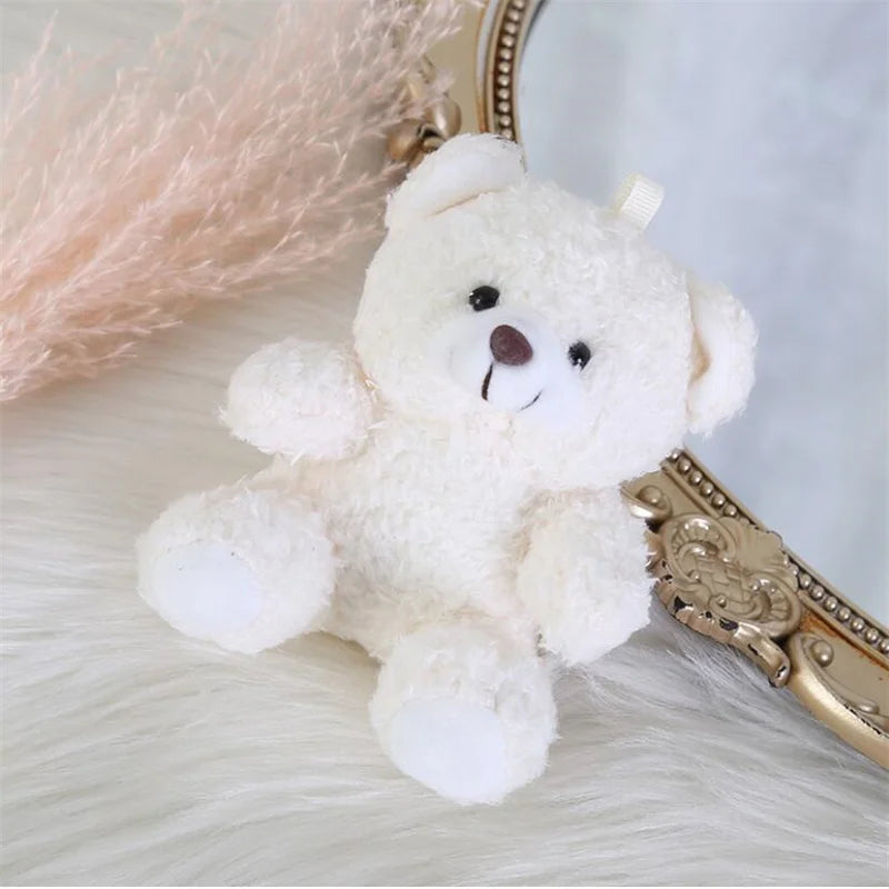 10Cm Curly Plush Sitting Doll Small Plush Toy Bear Bag Pendant DIY Wedding Gift Box Keychain Pendant 4 Color