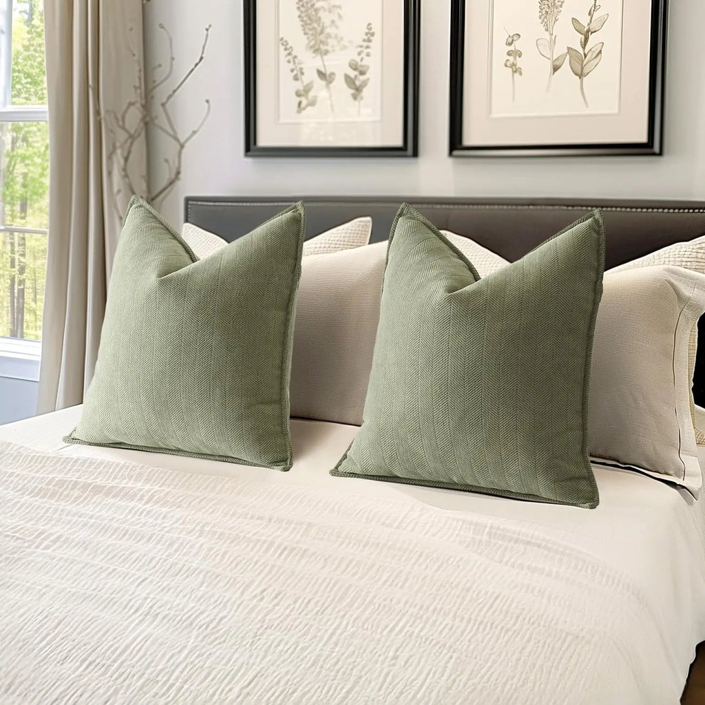 Pack of 2 Pillow Covers Soft Chenille Luxurious Couch Throw Pillows Farmhouse Cushion Covers with Elegant Design for Home Decor