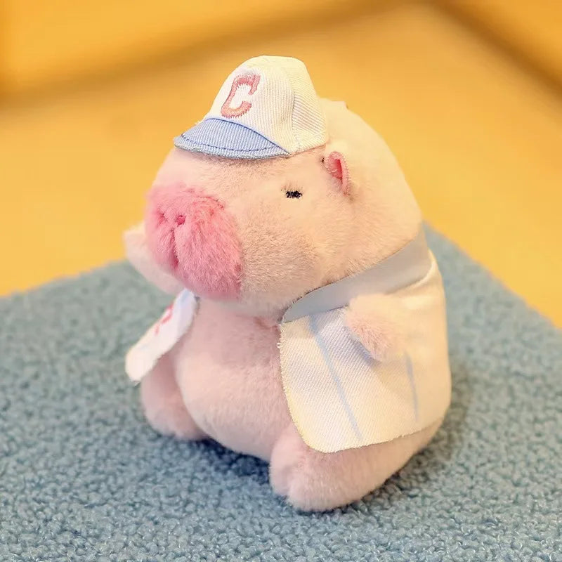 Cute Stuffed Animals Plush Capybara Keychain 12cm Cartoon Simulation Capybara Pendant Snot-Pulling Cute School Bag Pendant