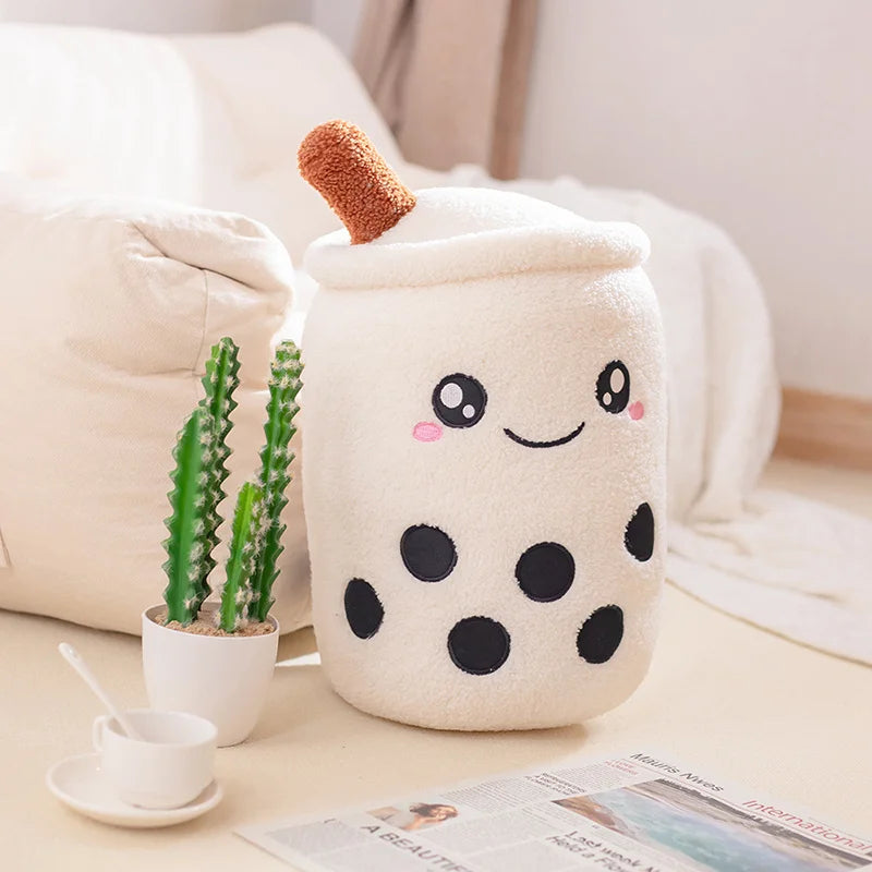 Kawaii Boba Fruit Bubble Tea All Series Cartoon Plush Toy Stuffed Animals Cute Food Milk Tea Soft Toys Room Decor Pillow Gifts