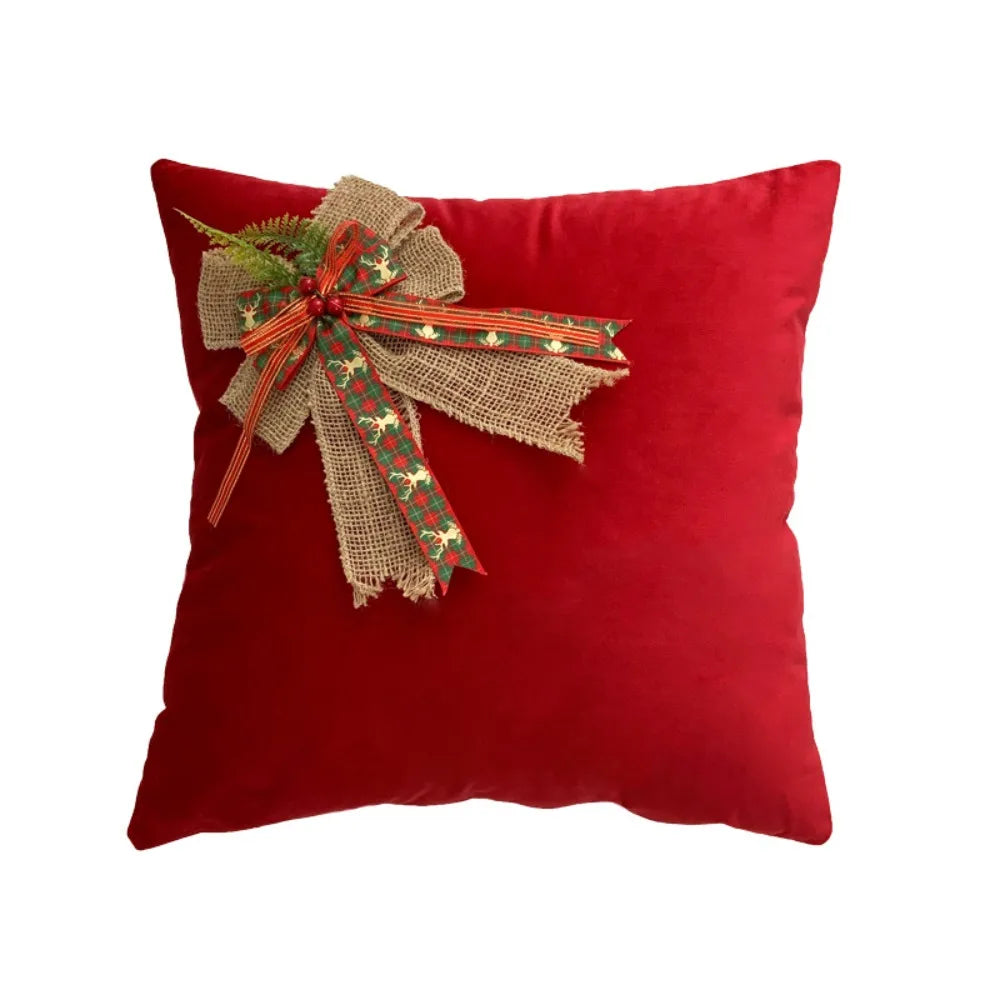 Festive Ribbon Bow Pillow Cover – 45 × 45 cm