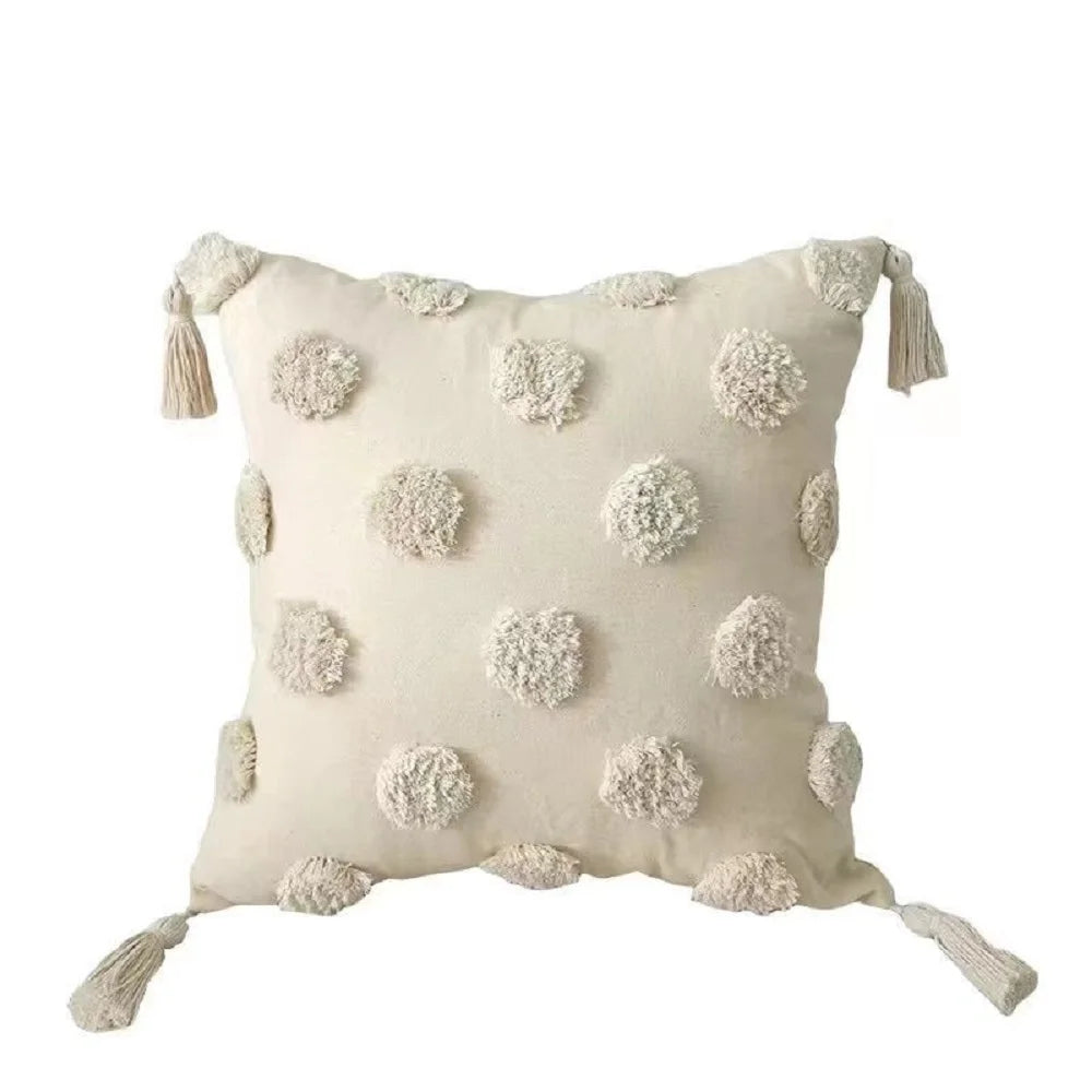 Woven Geometry Embroidered Pillow Cover – Boho Accent