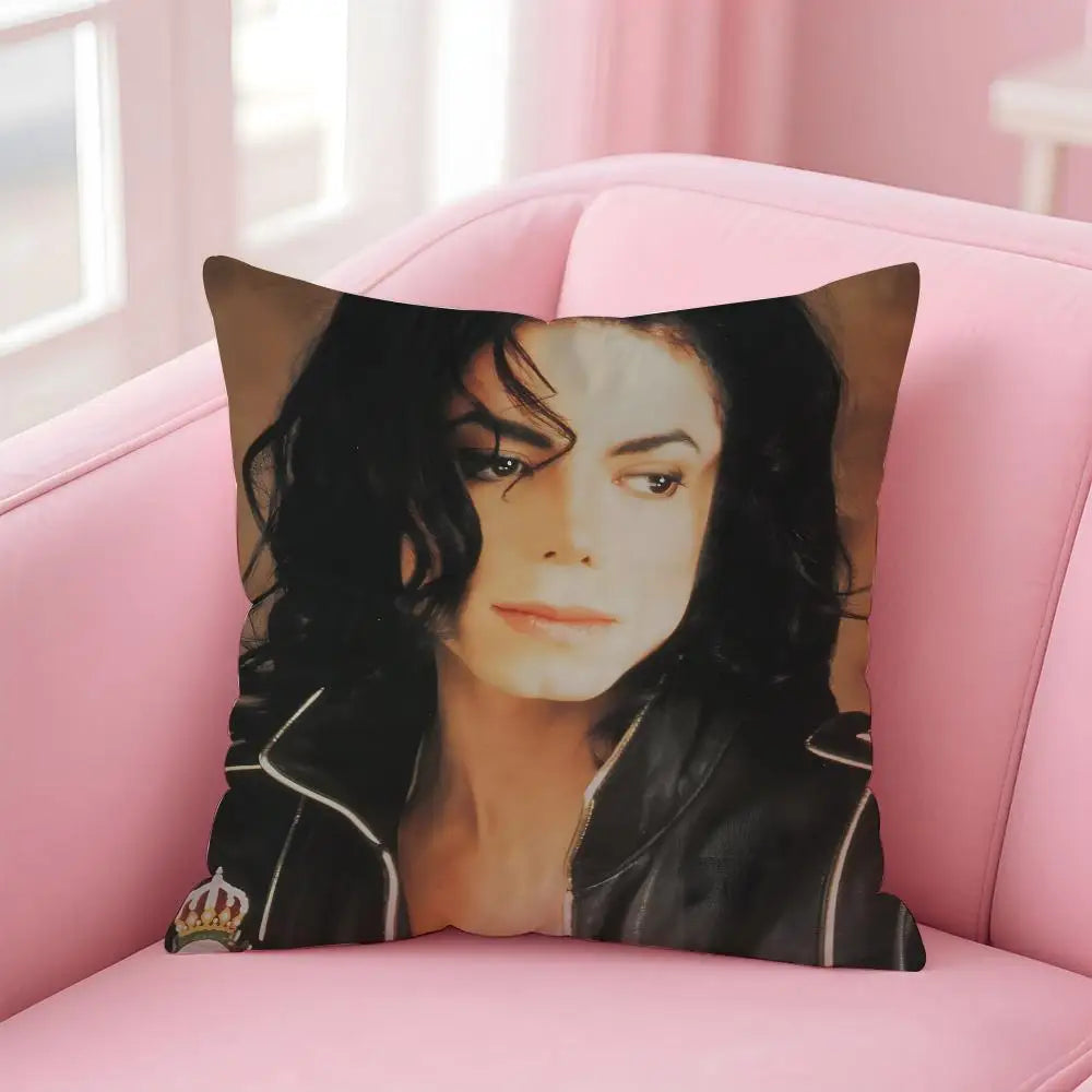 M-Michael J-Jackson Cushion Cover Linen Pillowcase Cover Soft Decor for Sofa Home Room