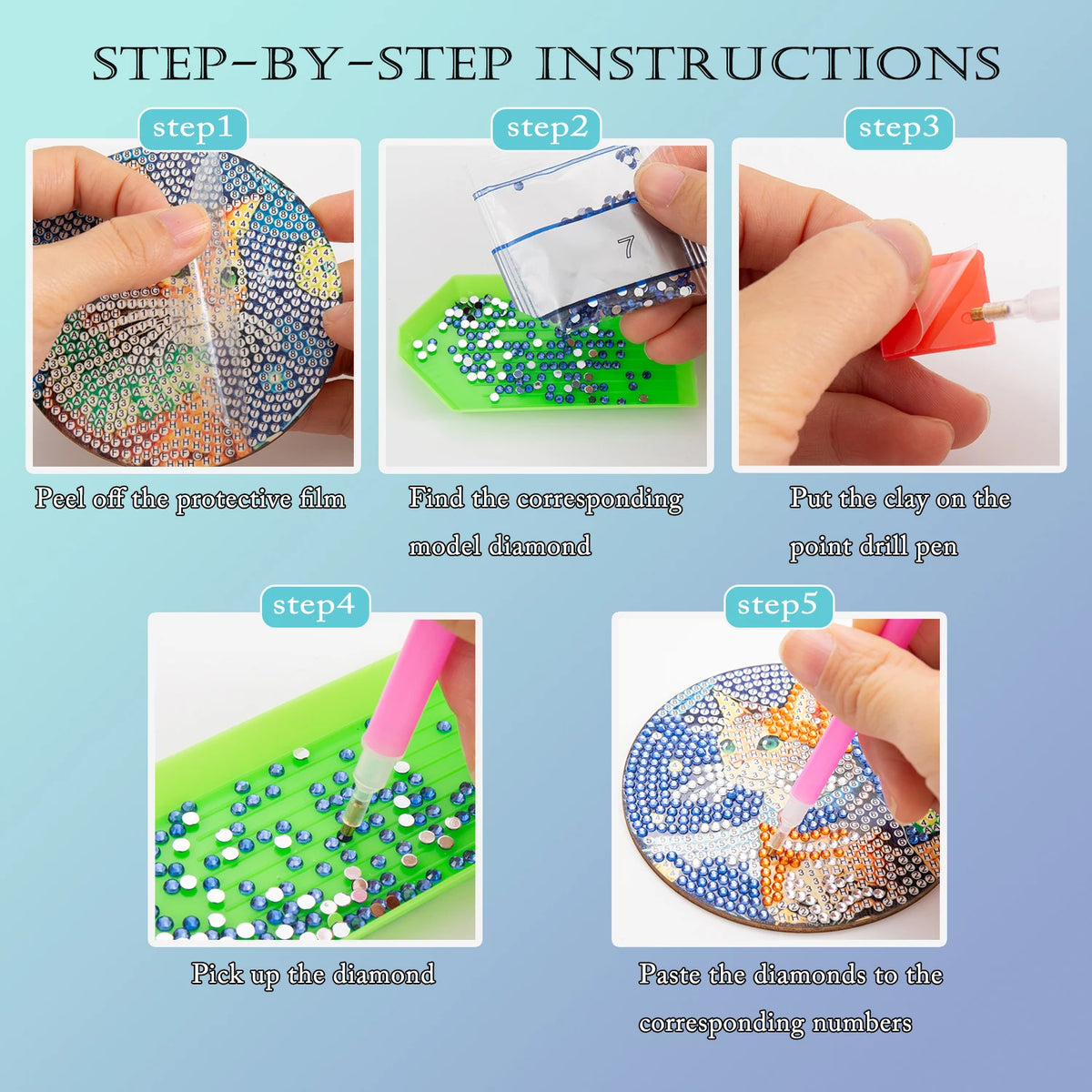 Flower Garden Diamond Painting Drink Coaster Set with Holder DIY Table Decor and Creative Gift
