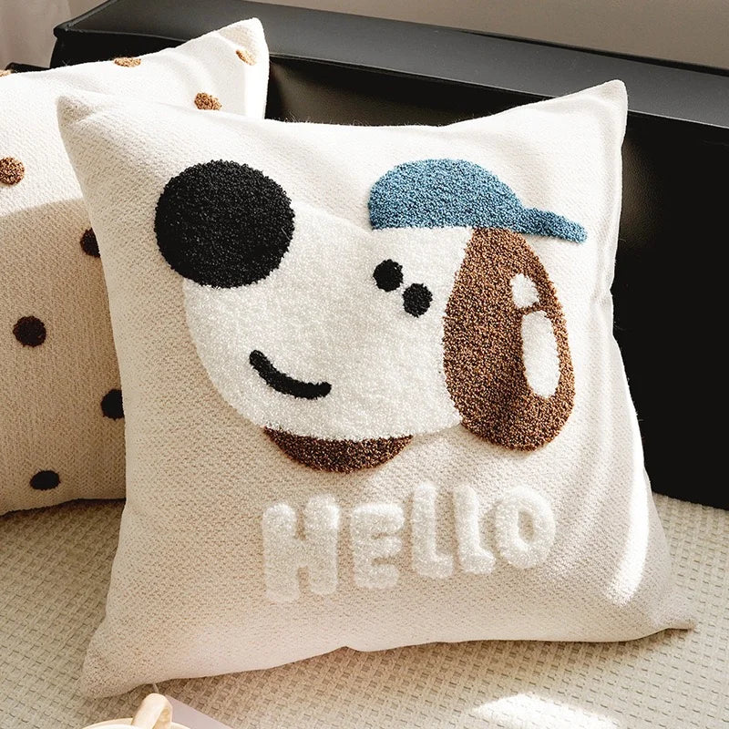 Playful Pup Embroidered Pillow Cover – Square & Lumbar