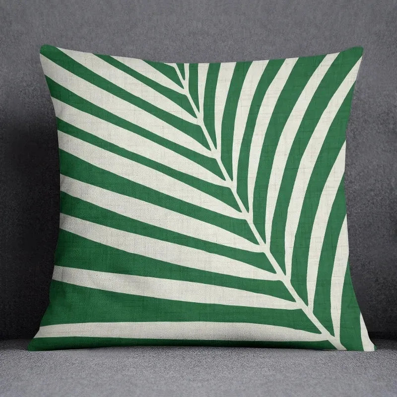 Modern Green Leaf Series Double Sided Pillowcase, Nature Style Decorative Cushion Cover for Sofa, Insert Not Included