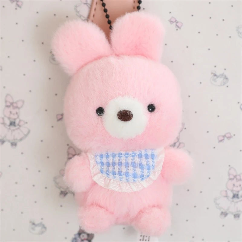 Cartoon Plush Animal Keychain Mini 8 Animal Little Bear Rabbit Penguin Chicken Stuffed Plush Pendant Toy Decorate Gift
