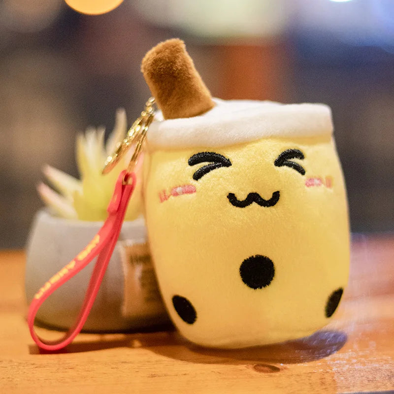 Cartoon Boba Fruit Bubble Tea Backpack Pendant   Plush Toy Stuffed Ice Cream Milk Tea  Cute Food Soft Toys Decor Girls Boys Gift