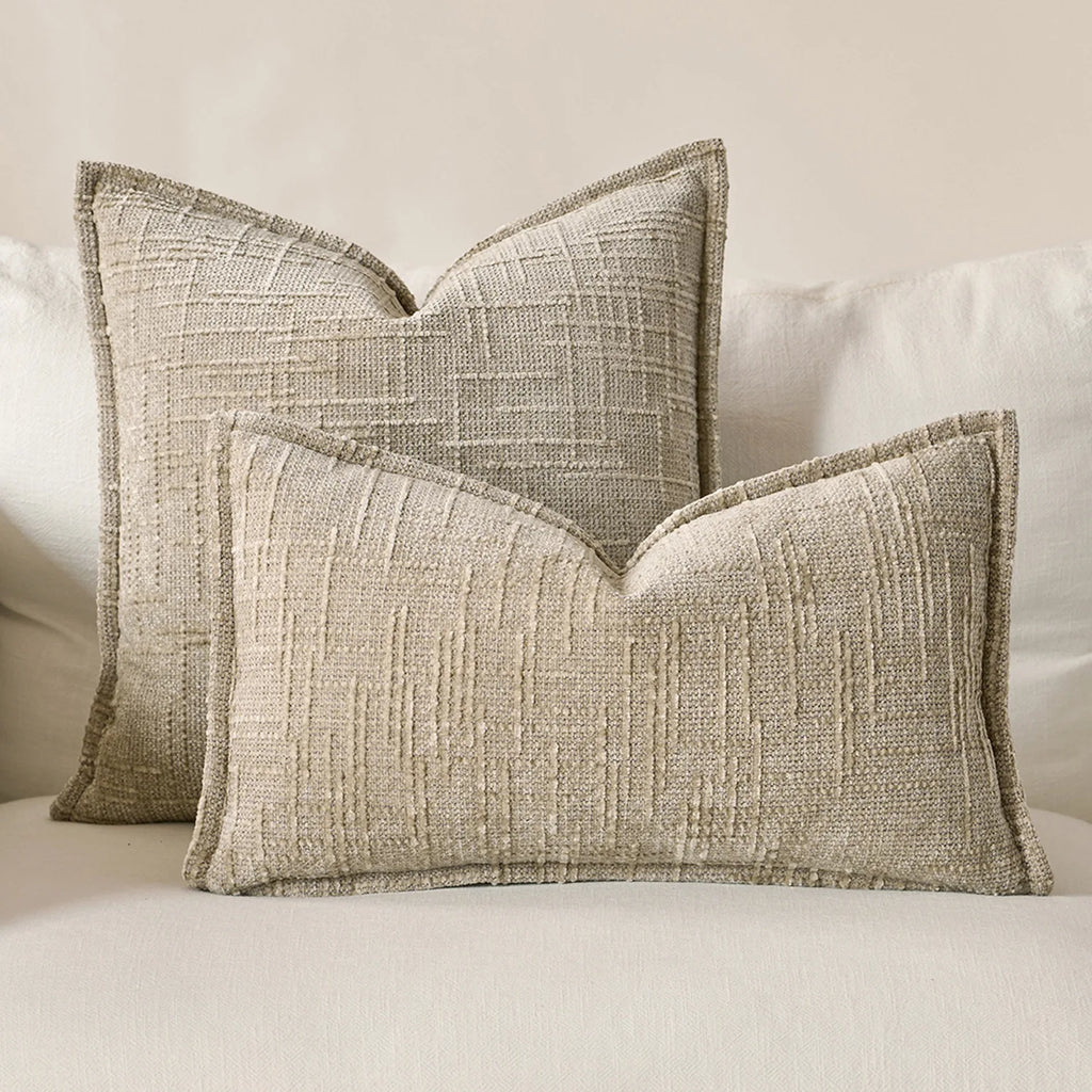 Woven Thick Solid Cushion Cover, Chenille, Ivory, Camel, Pink, Burnt Orange, Mustard Yellow, 45x45cm, 50x50cm, Home Sofa Decor