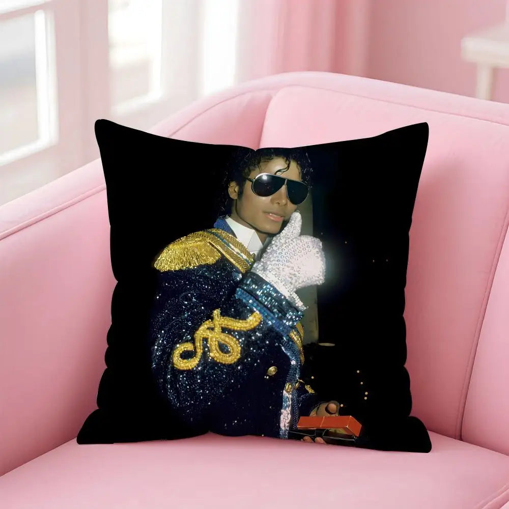 M-Michael J-Jackson Cushion Cover Linen Pillowcase Cover Soft Decor for Sofa Home Room