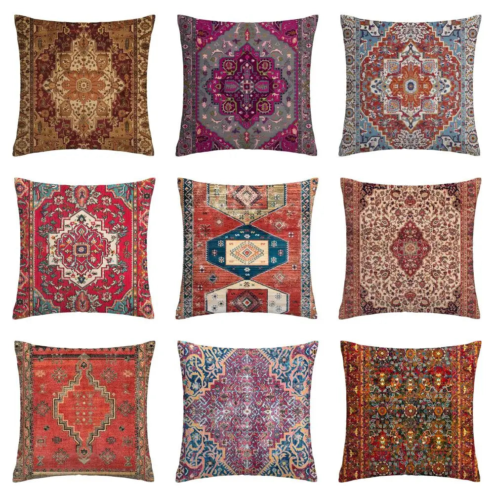 Moroccan Ethnic Patterned Decorative Throw Pillow Cover 2D Printed Polyester Cushion Case 40x40 45x45 50x50  for Sofa Home Decor