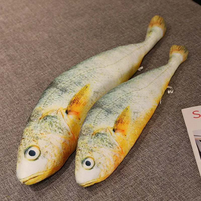 Giant Simulation Funny Fish Plush Toys Stuffed Soft Animal Yellow Croaker Pillow Creative Sleep Cushion for Kids Girls Xmas Gift