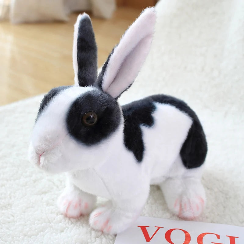 3 Colour Simulation Kawaii Realistic Rabbit Plush Toy Lifelike Animal Stuffed Doll Toys for Kids Girls Birthday Gift Room Decor