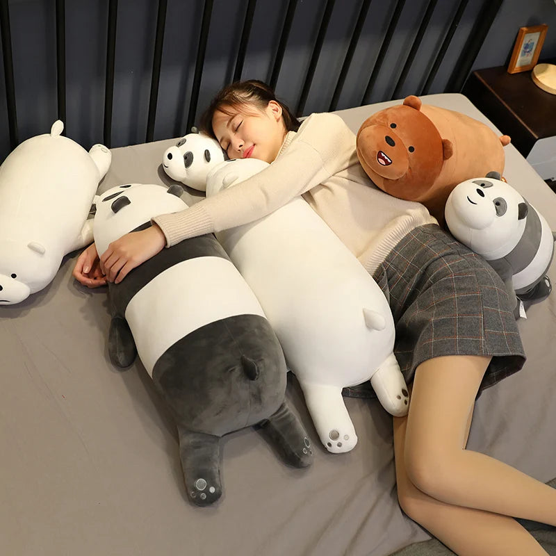 Original The Bare Bears Plush Toys Grizzly Panda Ice Bear Stuffed Doll Kawaii We Bare Bears Plush Peluche Bedside Cushion Gift