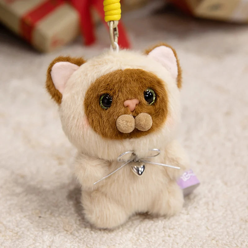 Cat Pendant Super Cute Siamese Calico Cat Keychain Pendant 5 Styles Cat plush Toy Backpack Decor Kids Toy Birthday Gift