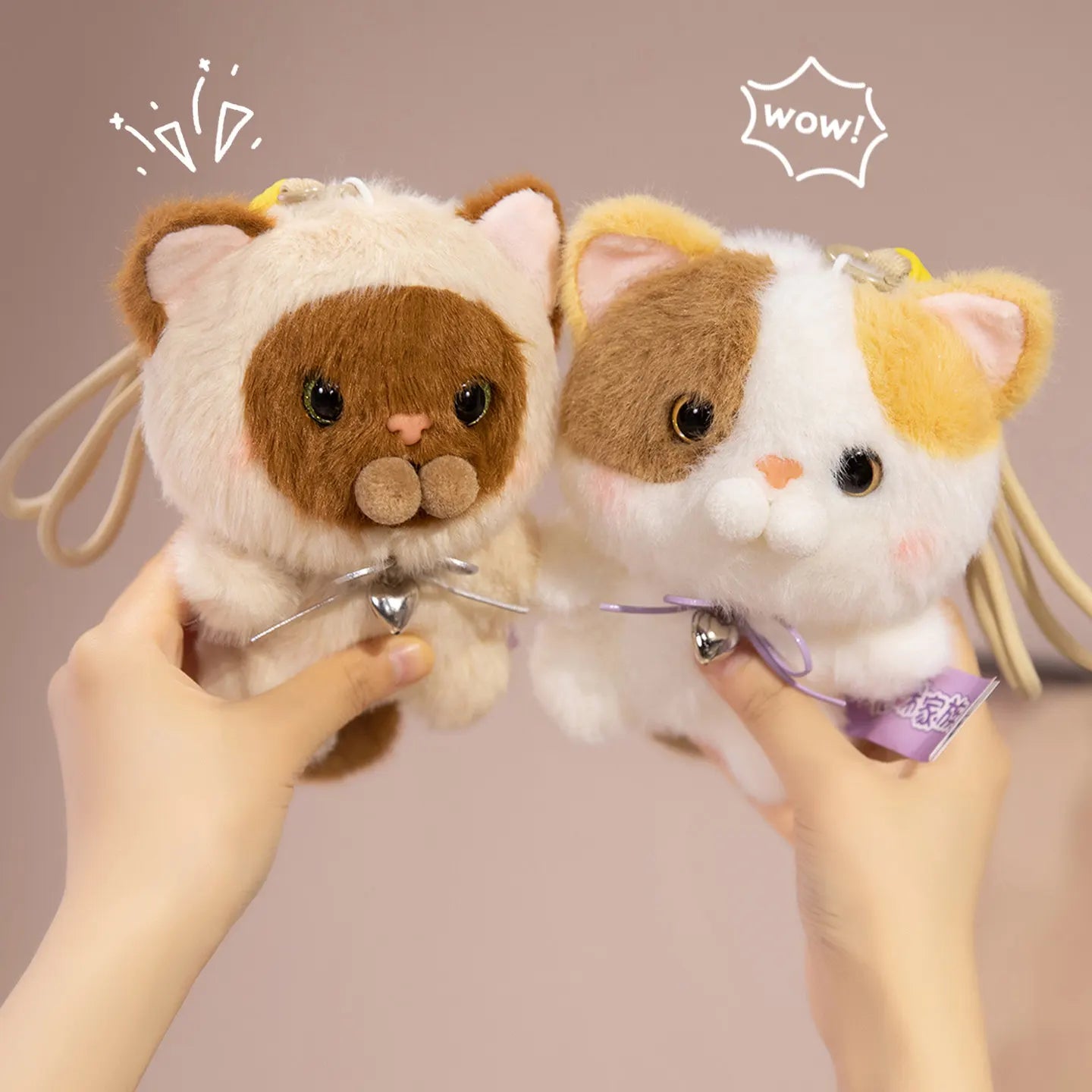 Cat Pendant Super Cute Siamese Calico Cat Keychain Pendant 5 Styles Cat plush Toy Backpack Decor Kids Toy Birthday Gift