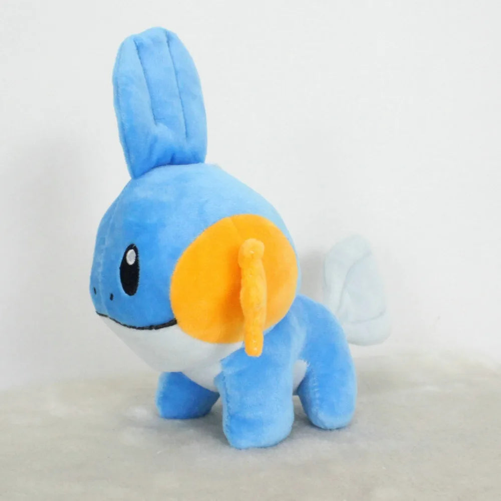 Pokemon Mudkip Plush Toy - 23cm Cute Water Type Pokemon Stuffed Animal with Healing Quotes, Soft Kawaii Plushie for Kids & Fans