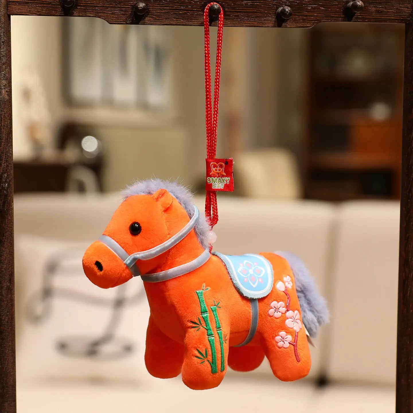 12CM Cute Mini Horse Pendant Keychian Plush Toy Kawaii Lifelike Animal Simulation Stuffed Doll Bag Decor