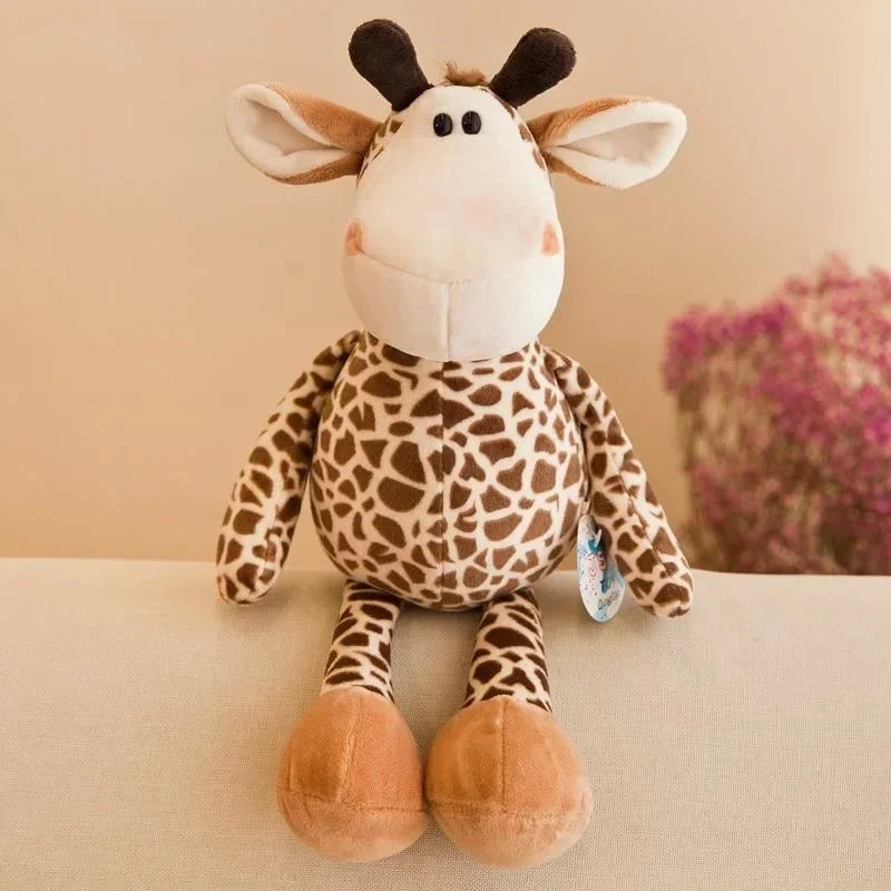 25CM Kawaii Jungle Animal Plush Toys Forest Animal Plush Dog Zebra Elephant Lion Fox Giraffe Children's Toys Doll Birthday Gift