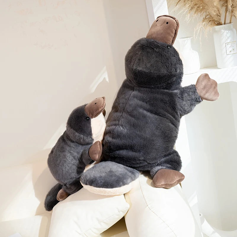 100cm Simulation High Quality Platypus Plush Doll Pillow Super Soft Grey Platypus Lying Reptile Plush Toy Gift For Boys And Girl