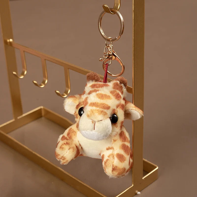Hot Sale 10cm Mini Forest Animals Stuffed Plush Pendant Toy Lion Tiger Rabbit Deer Panda Doll Keychain For Kid Birthday Gifts