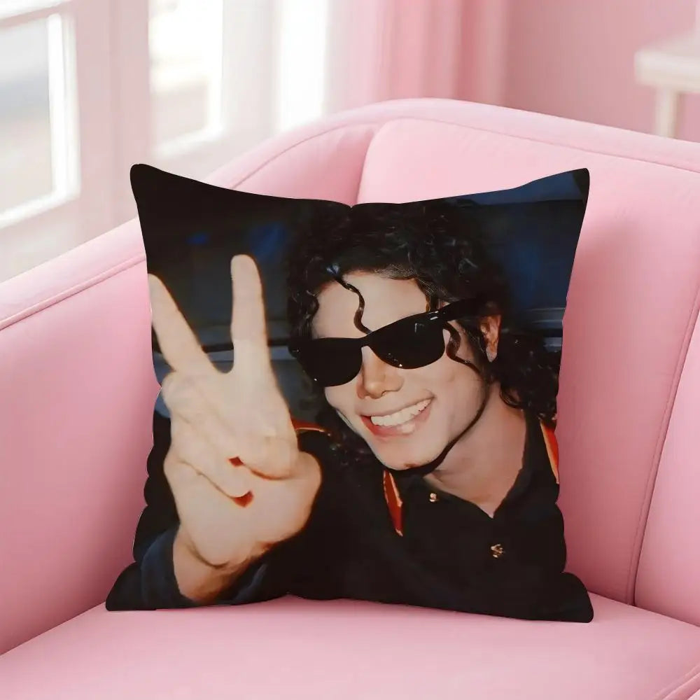 M-Michael J-Jackson Cushion Cover Linen Pillowcase Cover Soft Decor for Sofa Home Room