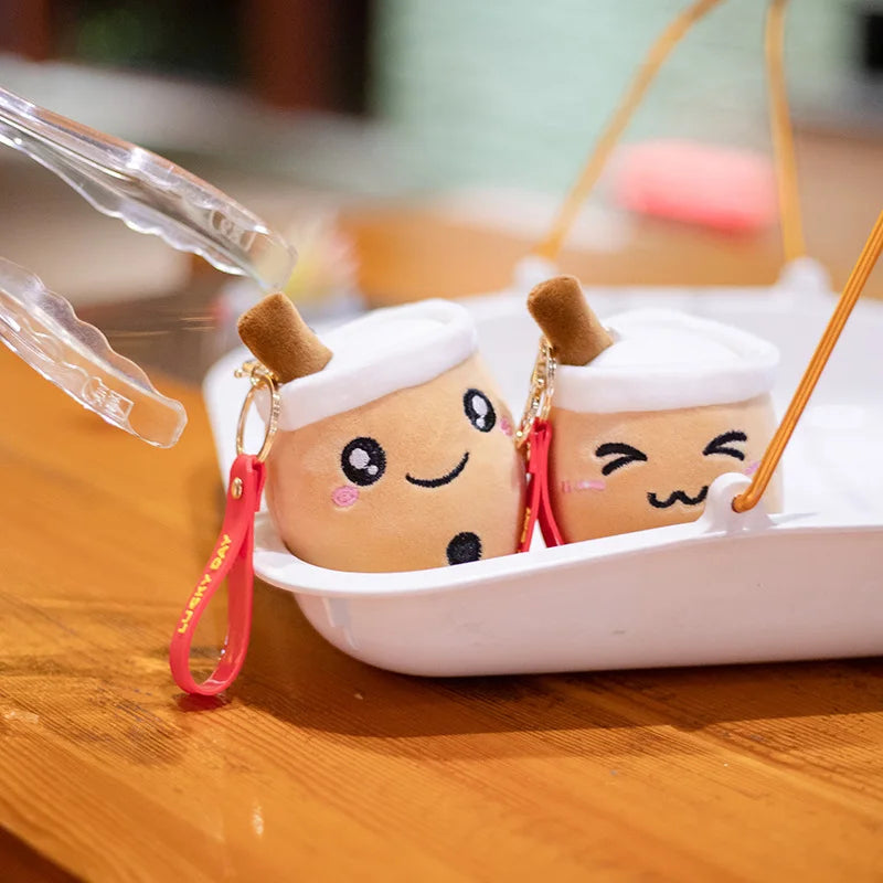 Cartoon Boba Fruit Bubble Tea Backpack Pendant   Plush Toy Stuffed Ice Cream Milk Tea  Cute Food Soft Toys Decor Girls Boys Gift