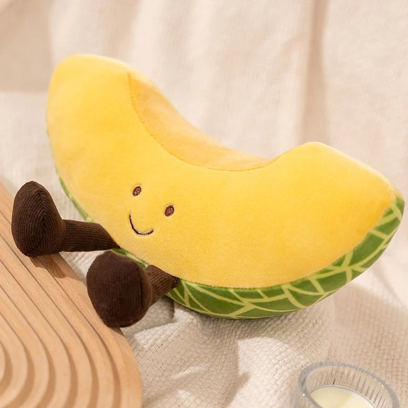 Kawaii Cartoon Fruit Series Plush Doll Cute Vegetable Corn Eggplant Pitaya Peach Pear Banana Watermelon Plush Toy Home Decor