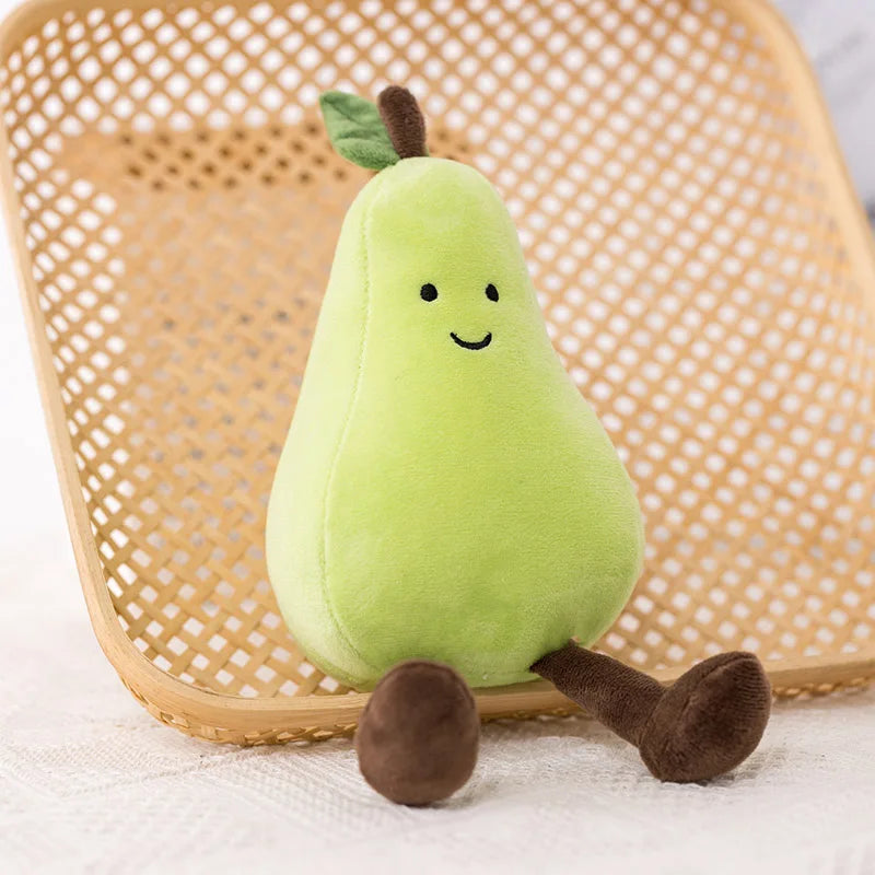 Kawaii Cartoon Fruit Series Plush Doll Cute Vegetable Corn Eggplant Pitaya Peach Pear Banana Watermelon Plush Toy Home Decor