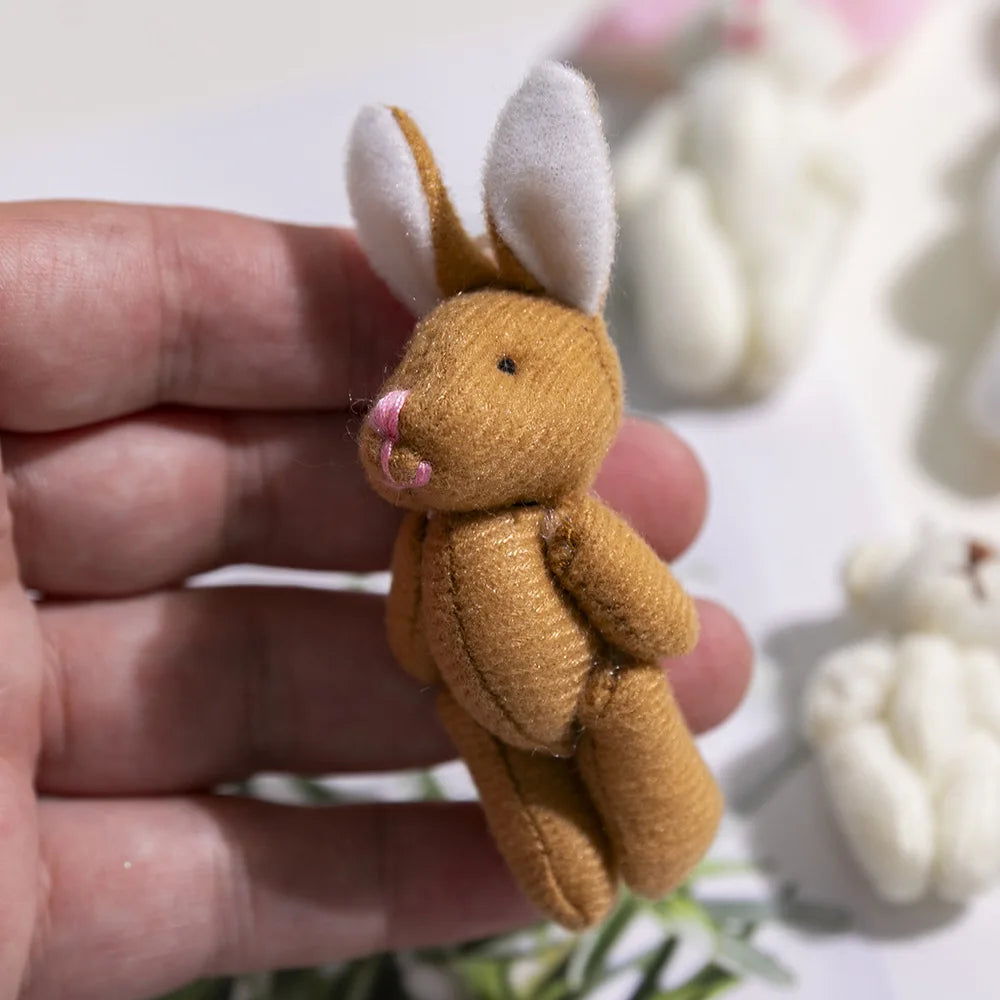 10Pc/lot 6cm Mini Joint Rabbit Soft Stuffed Plush Toy Handmade Pendant Doll Accessories Xmas Birthday Gift Party Decor
