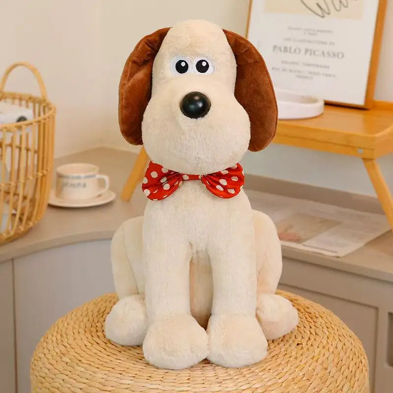 “Latest Sitting Headmaster Dog Plush Toy - 25-40CM Soft Stuffed Animal with Red Polka-Dot Bow Tie, Loyal Companion & Cozy Decor for Kids & Adults”