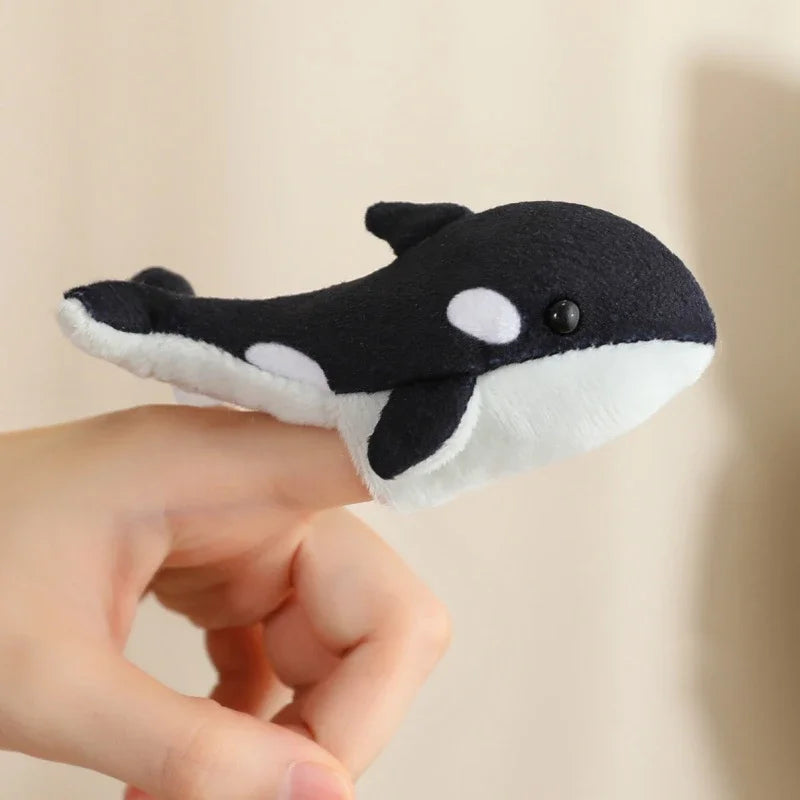 Cute Cartoon Animal Plush Hand Finger Puppet Toys Soft Mini Lifelike Parrot Peacock Shark Octopus Toys Funny Finger Game Props