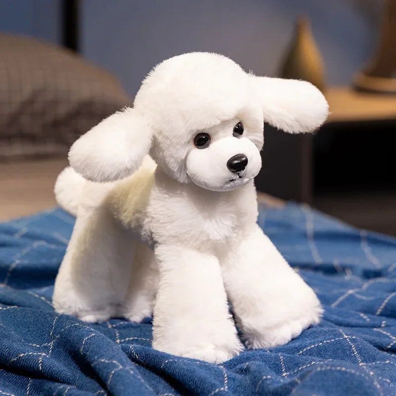 Simulation Poodle Dog Doll Lifelike Teddy Puppy Stuffed Plush Toys Handmade Realistic Animal Model Creative Gifts Present