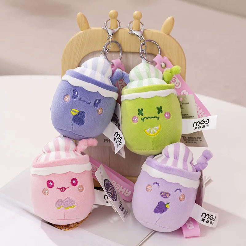 Cartoon Boba Fruit Bubble Tea Backpack Pendant   Plush Toy Stuffed Ice Cream Milk Tea  Cute Food Soft Toys Decor Girls Boys Gift