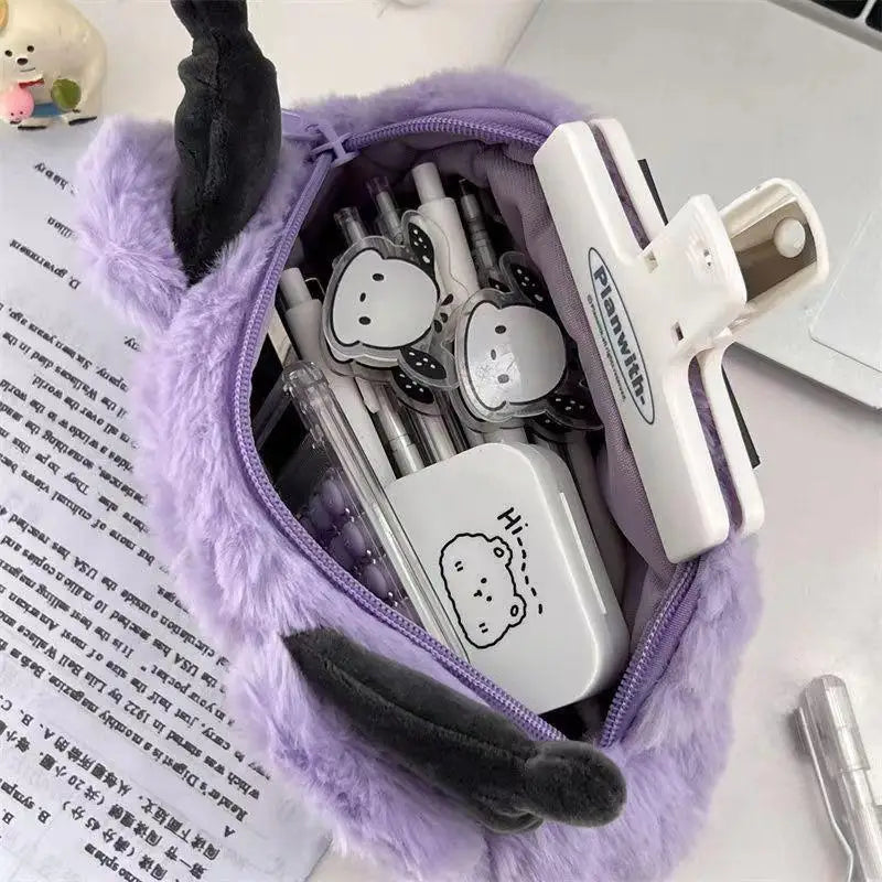 “Kawaii Plush Pencil Case - Cute Character-Themed Fluffy Pen Pouch, Soft Stuffed Stationery Organizer for School & Office, Adorable Storage for Pens, Pencils & Supplies”